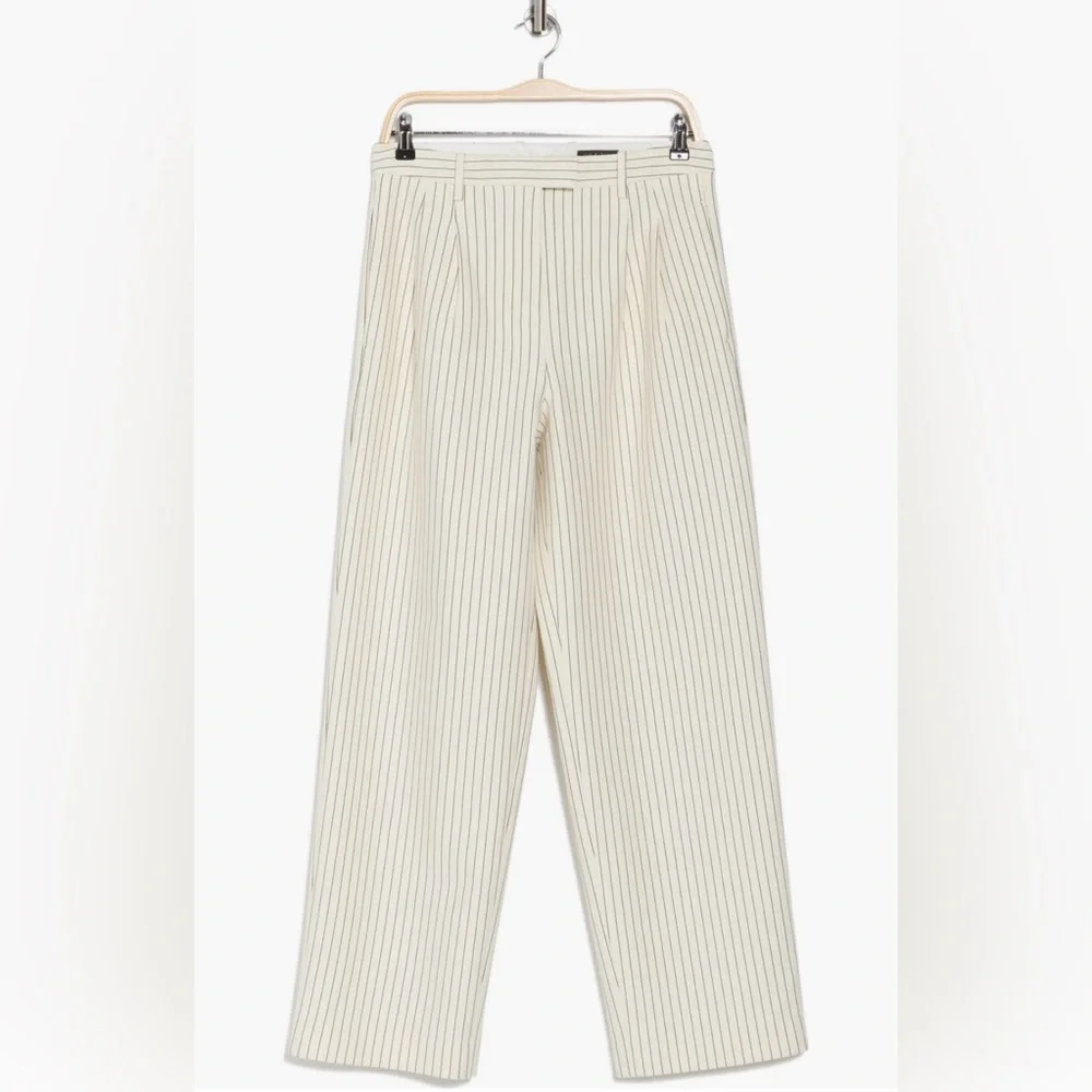 New Rag & Bone Ivory Pinstripe Marianna Pont Straight Leg Pants - Picture 3 of 3